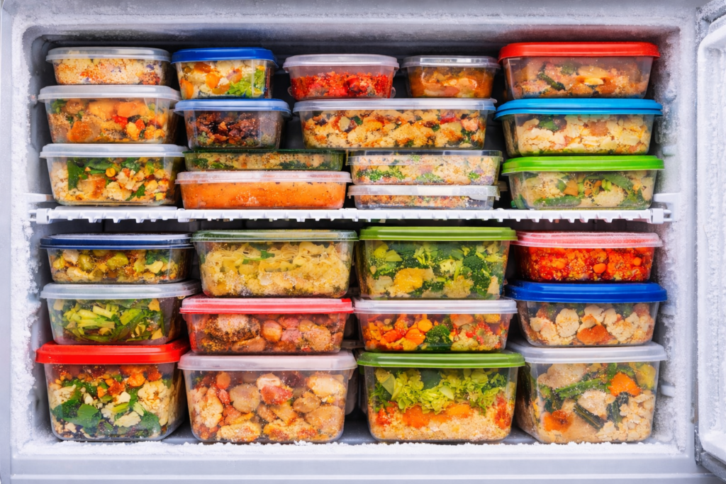 Cociné 30 Comidas En 3 Horas. Las Congelé. No Volví A Cocinar Durante 1 Mes 1 Congelador lleno de tápers organizados con comidas caseras variadas y coloridas