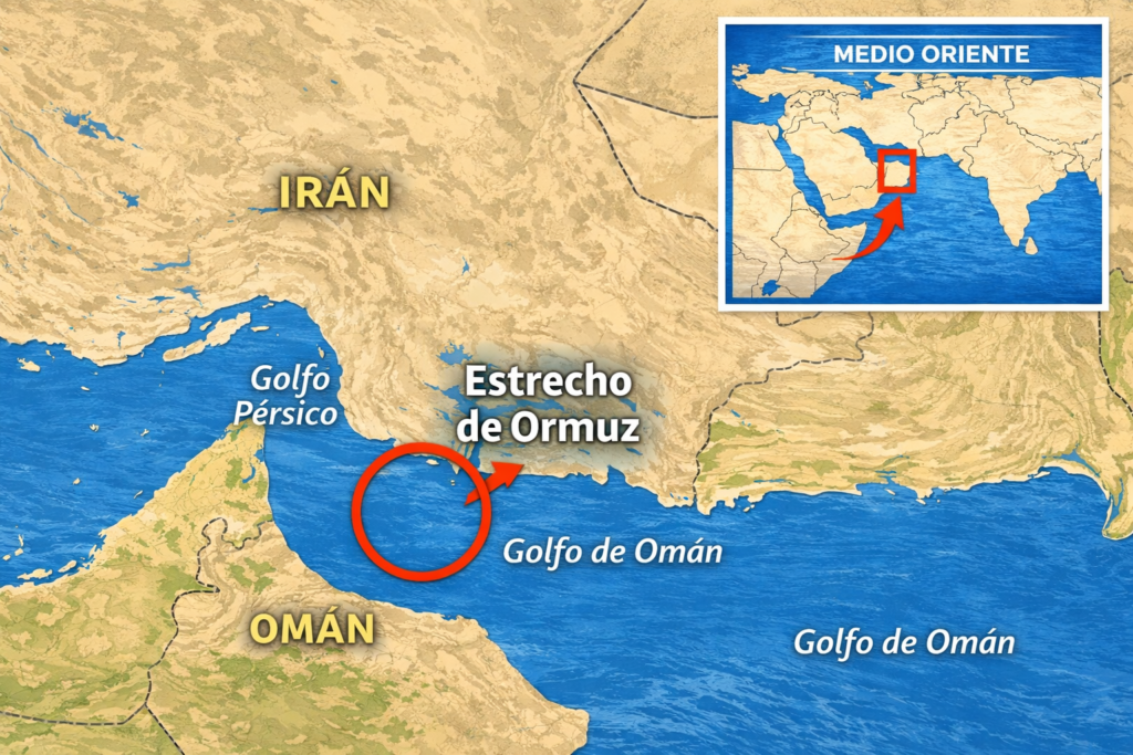 Mapa del Estrecho de Ormuz ruta principal del petróleo mundial