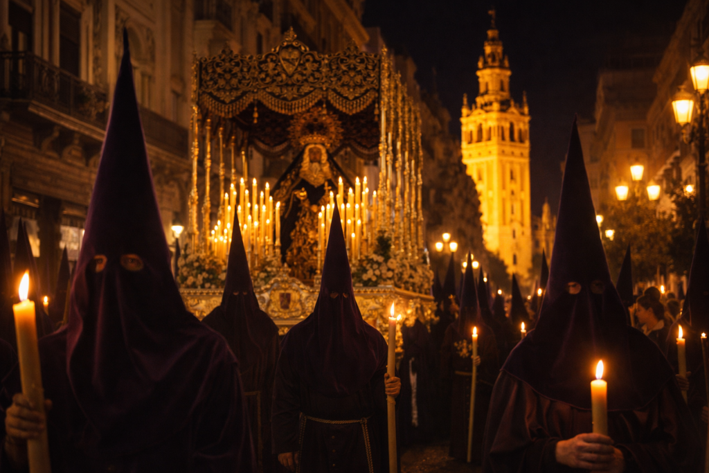 Semana Santa 2026 en España: Cuánto Te Va a Costar y Cómo Disfrutarla Sin Arruinarte 2 Procesión de Semana Santa en Sevilla (nazarenos, noche)