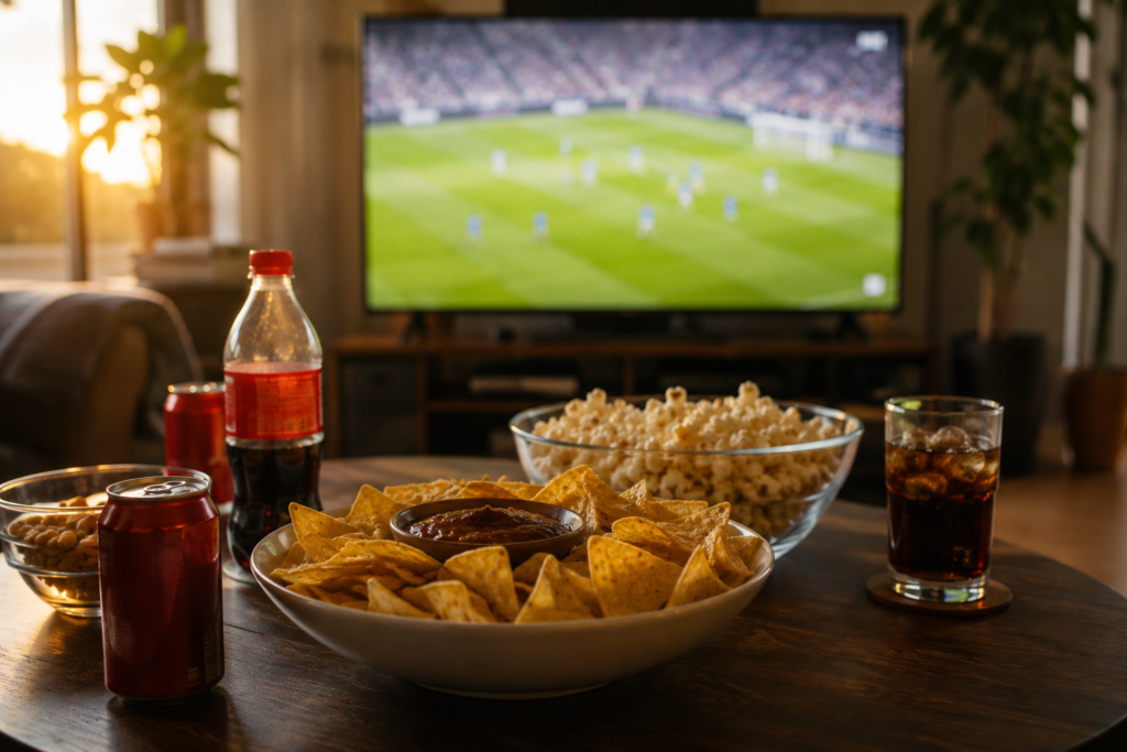 Mesa de picoteo económico para ver el Mundial en casa