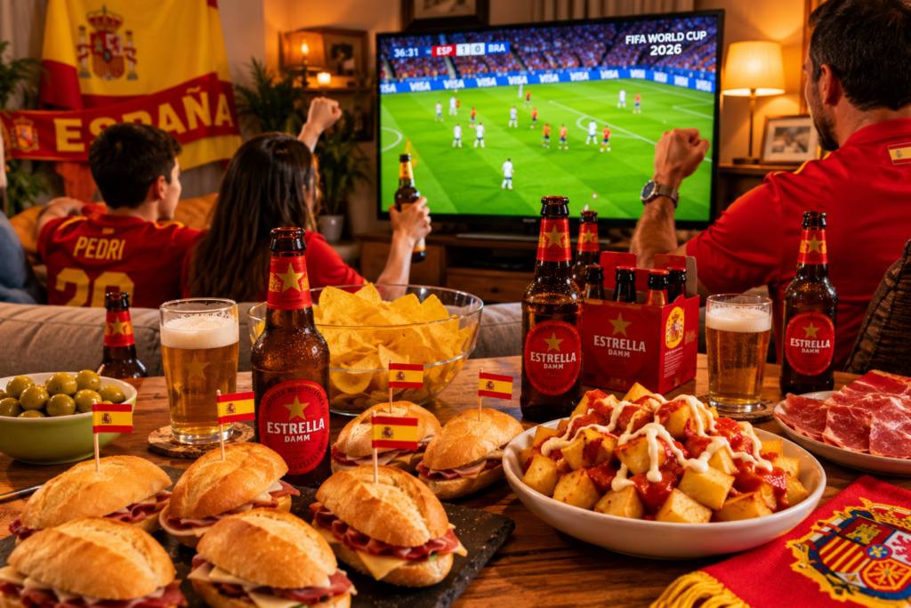 Mesa con picoteo barato para ver España vs Cabo Verde en el Mundial 2026